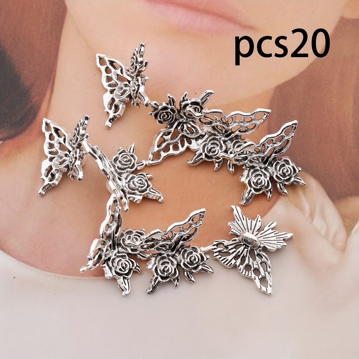 Image of 20pcs Retro Exquisite Shape Spacer Beads, Alloy Decorative Beads, Suitable For Jewelry Making, Bracelets, Necklaces, Earrings, Keychains, Crafts