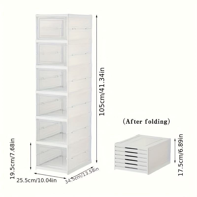 Stackable Shoe Box, 3 Or 6-layer Thickened Plastic Shoe Storage Box - Foldable Retractable Shoe Rack With Design, No , Vertical Space- Design