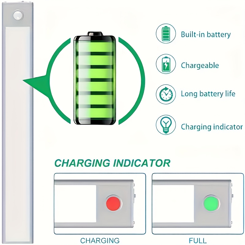 1/2pcs Cabinet Lights, Led , Under Cabinet Installation, Usb Charging, 3 Color Temperature And Brightness Adjustable, 1500lm, Suitable For Kitchen Cabinets, Wardrobes, Bookshelves, Stairs Lighting