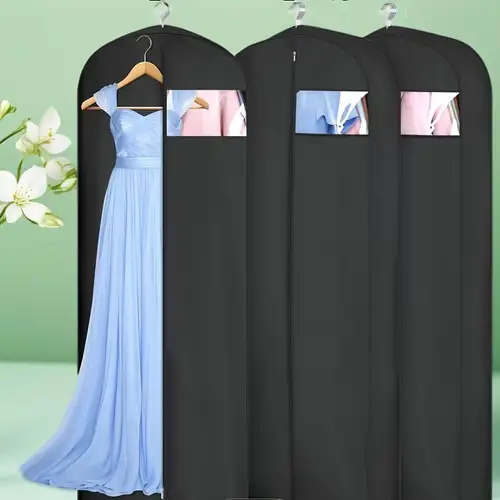3 Heavy Duty Garment Protection Dust Bags, Extra Long Garment Black Storage Bag with Zipper and Transparent Window, Suitable for Dresses, Wedding Dresses, Coats, Gowns, Sweaters, Suits, Jackets, ... 3 Heavy Duty Garment Protection Dust Bags, Extra Long Garment Black Storage Bag with Zipper and Transparent Window, Suitable for Dresses, Wedding Dresses, Coats, Gowns, Sweaters, Suits, Jackets, ...