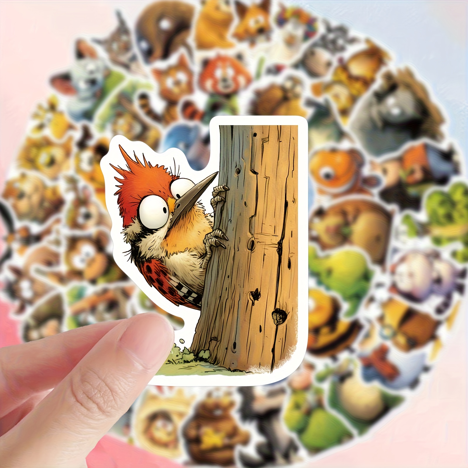 Image of 50 Animal Doodle Stickers, Perfect For Decorating Phone Cases, Notebooks, Luggage, And Water Bottles - Fun Decorative Decals