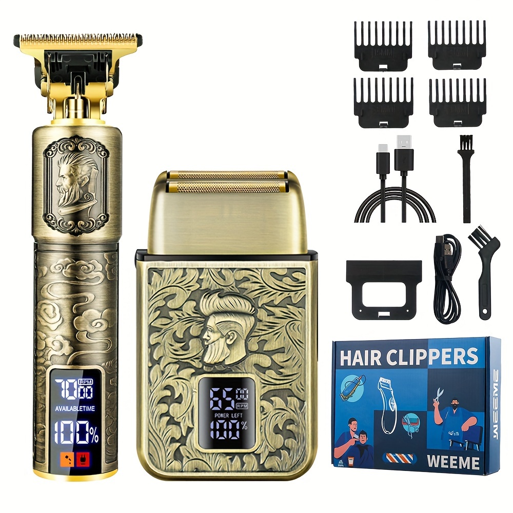 

Weeme Men's Clipper&shaver With Digital Display, Usb Charging Wireless Hair Cutting Kit, Easily And Beard With Precision , Great Gift For , Friends, Couples, Colleagues, Etc.