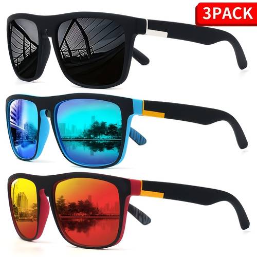 3pcs fashionable square glasses mens mirrored fashion glasses trendy and design a must have accessory for holiday gifting