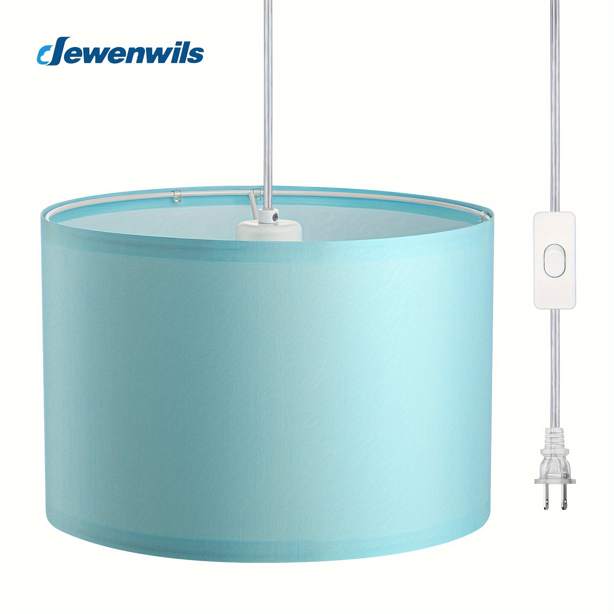 

Dewenwils Plug In Pendant Light, Hanging Light With 15ft Clear Cord, Switch, With Blue Lampshade, Hanging Light Fixture For Bedroom, Kitchen, Living Room, Dining Table