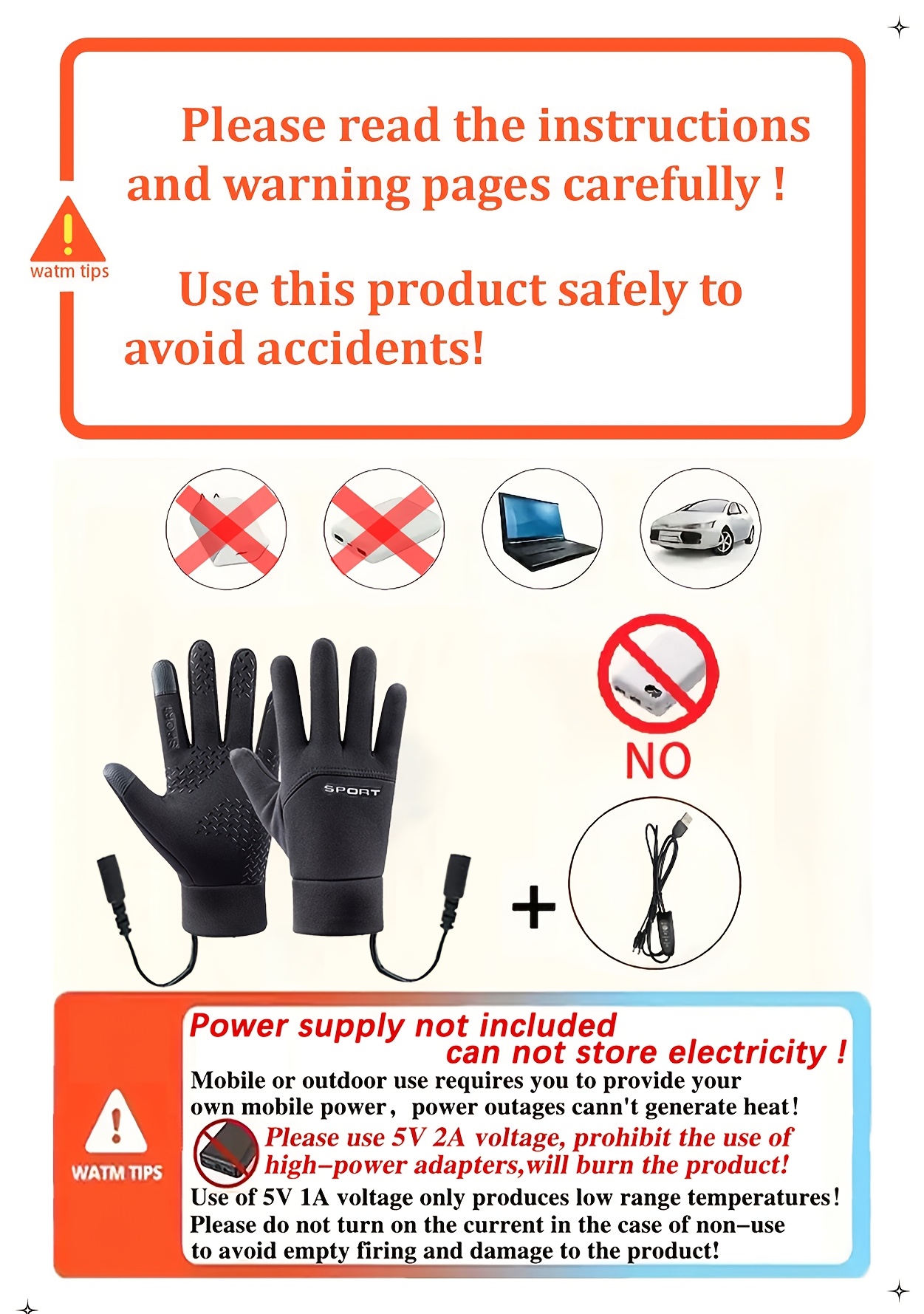 USB Heated Gloves for Sports, 3 Temperature Settings, Touchscreen Compatible, Lightweight & Breathable, No Battery Required, Intelligent Temperature Control for Enhanced Performance