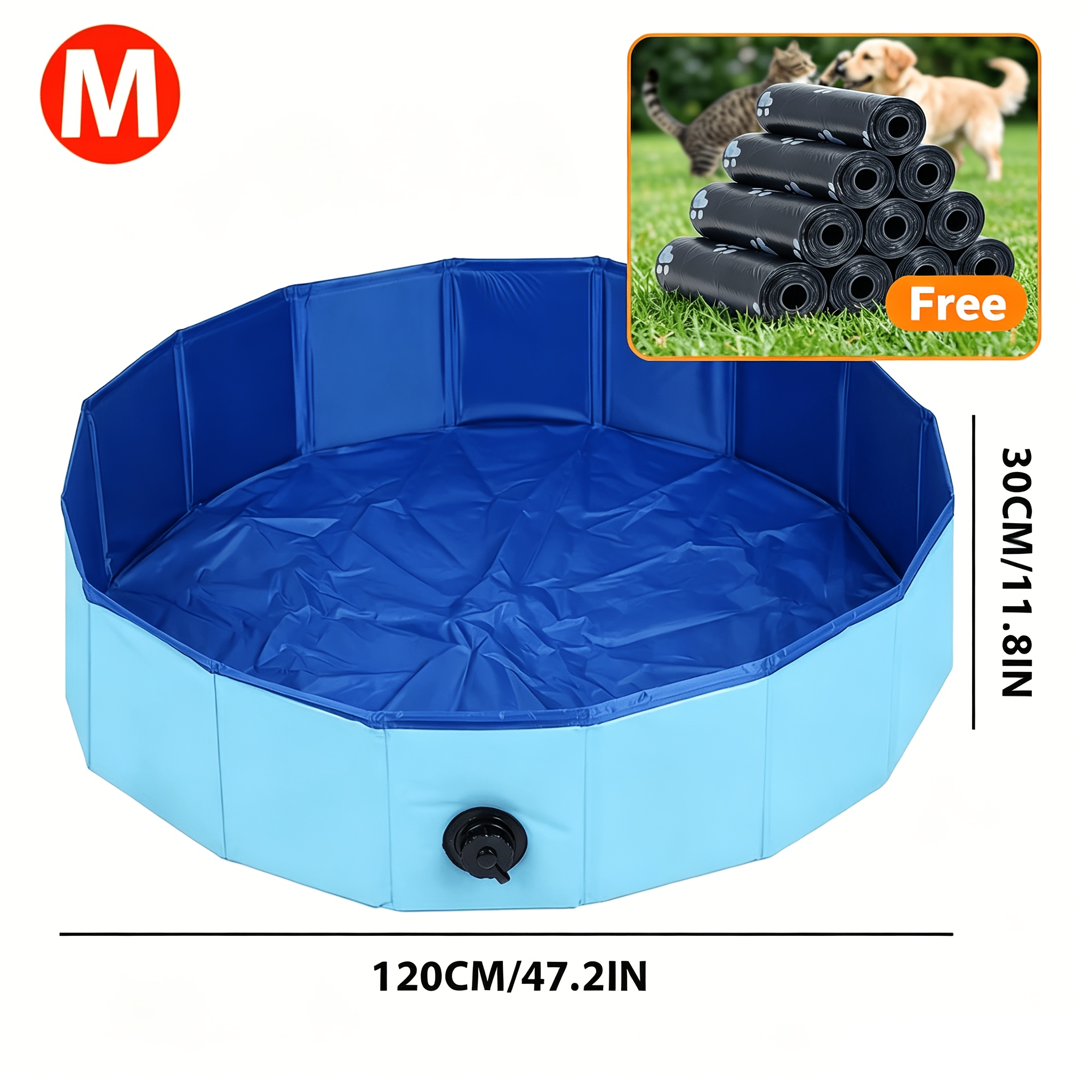 heavy duty dog swimming pool dog paddling pool pvc board pet pool quick setup drainage hole thickened   for small large dogs indoor outdoor use