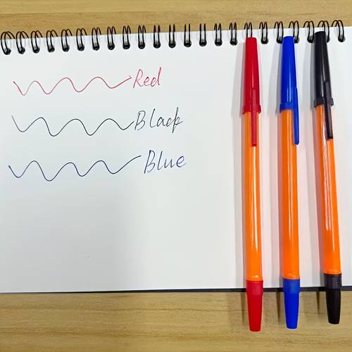30pcs original point ballpoint pens with long quick drying easy multi color removable cap medium tip smooth writing suitable for office and school fine tip black blue red 14