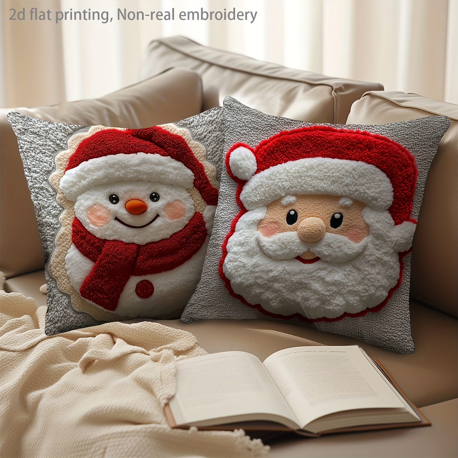 4pcs holiday christmas pillowcase   santa claus snowman and   design single sided printing pattern 17 72 x 17 72 inches polyester pillowcase with zipper suitable for home office and living room decoration machine washable Product details 4