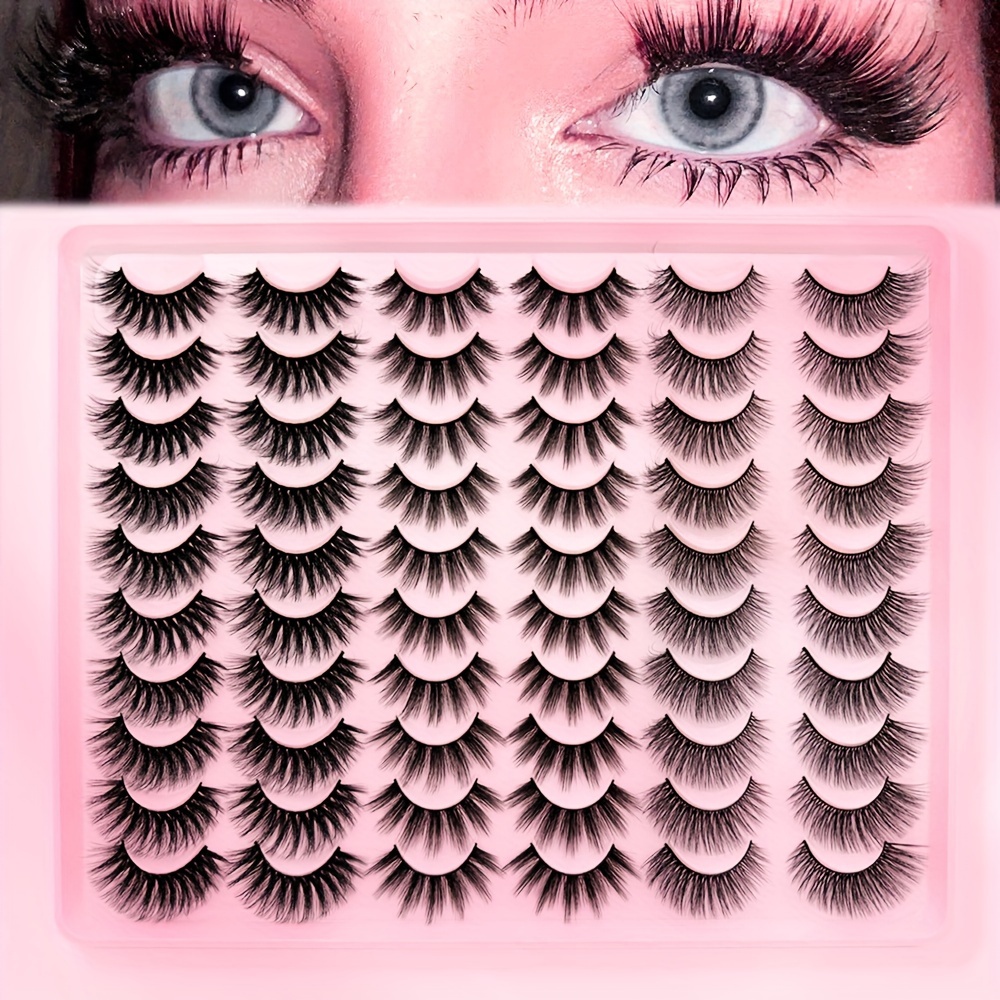 Image of 30 Pairs Of Black False Eyelashes Styles, Thick Curly Eyelashes Cat-eye Fluffy Lashes, For Daily & Party Makeup Natural Wispy False Eye Extensions Lashes Cat Lashes 3d Lashes Natural False Eyelashes
