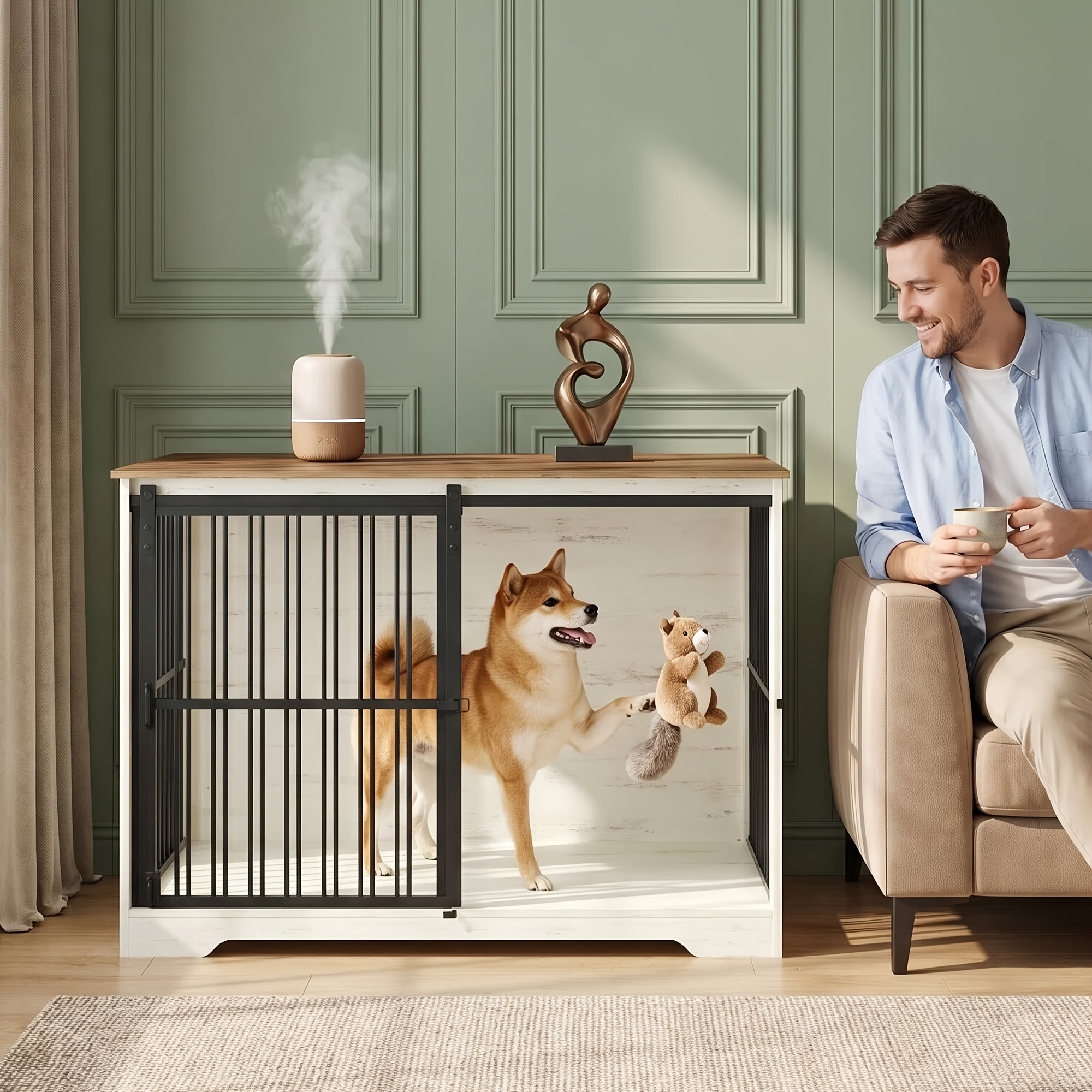 Image of Heavy-duty Dog Crate Furniture, 111cm Xl Size, Bite-resistant And Escape-proof, Sturdy Construction, Designed For Large Dogs