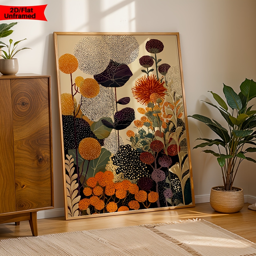 TEMU Affiches plates 2D, style , floraux, sur toile de fleurs vibrantes, décoration murale inspirée par la nature, impression d'art sur toile pour