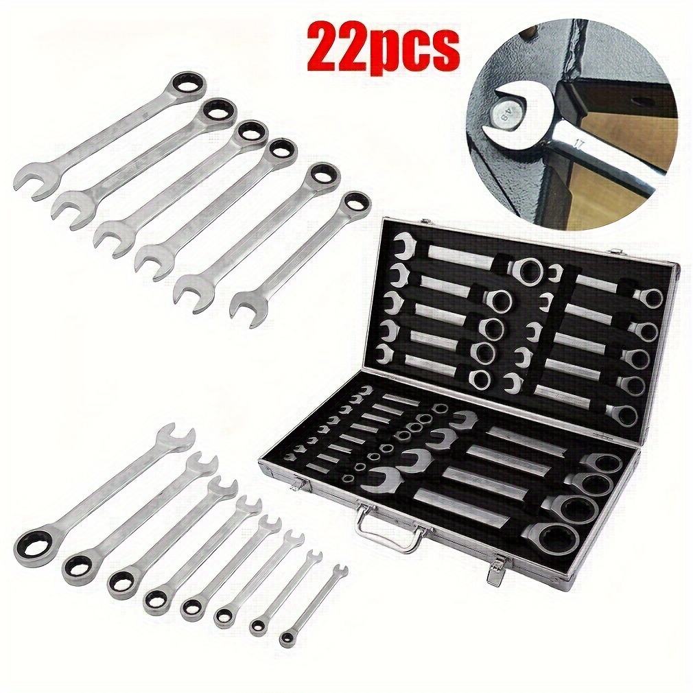 

22-piece Professional Joint Ring Mouth Ratchet Wrench Keys Set 8-32mm Ring Mouth Ratchet Tool