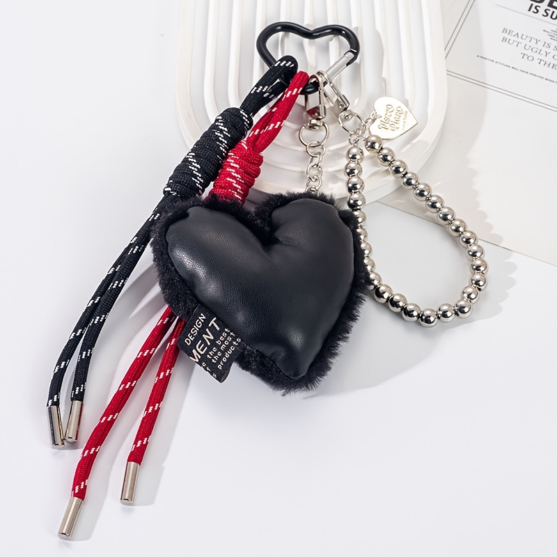 TEMU 【商品名】編み込みロープキーホルダー ぬいぐるみ ハート バッグ ペンダント ファッション バックパック ハンドバッグ 財布 デコレーション