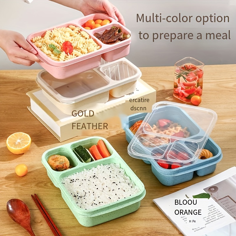 leak proof bento lunch box with compartments     outdoor meals   plastic easy to clean details 1