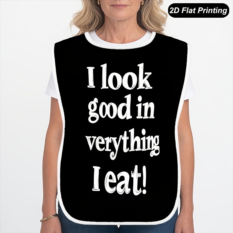 TEMU 1pc Adult Bibs For Women Men And Elderly, Eat 2d Flat Print Dining Apron, Feeding Bib For Adults, Parties, Dining, And Home Use, Washable And