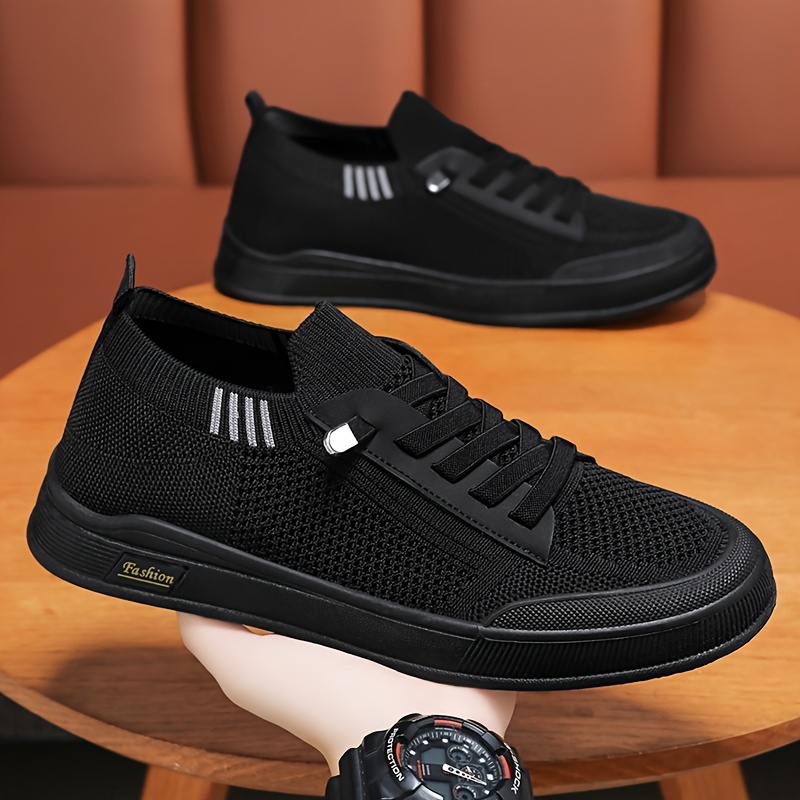 mens casual slip on sneakers breathable knit upper decorative lace   sole round toe     4 season   workout daily     durable md sol Product details 0