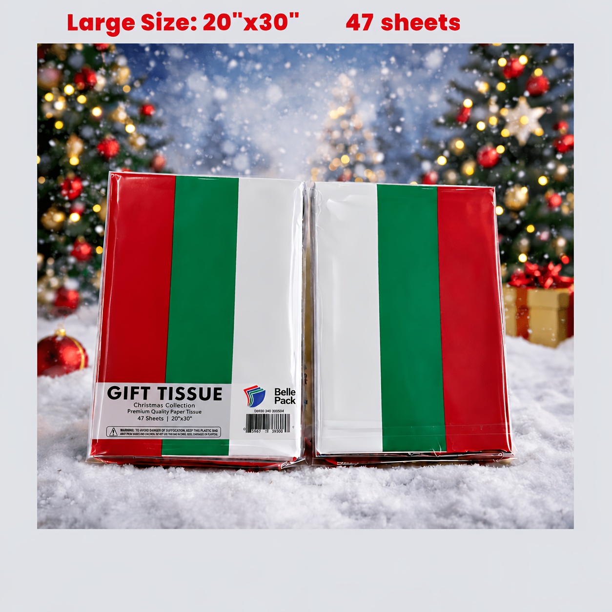 TEMU 20 30 In Tissue Paper (red, Green, White) For Christmas, Birthdays, Holidays, And 72 Sheets (3 Packs)