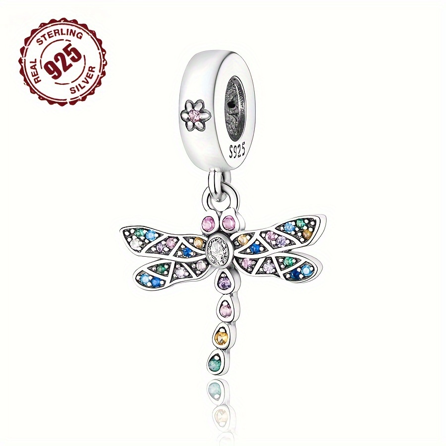 

Luxurious 925 Sterling Silvery Dragonfly Charm Pendant With Sparkling Cubic Zirconia - , Ideal Gift For Birthdays & Holidays