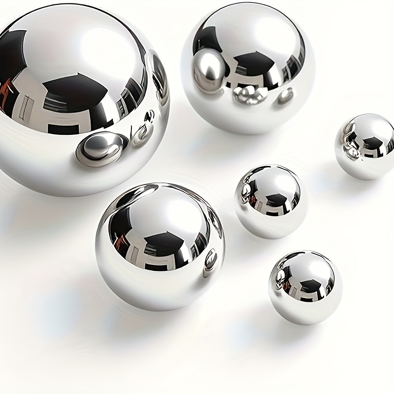 Image of Stainless Steel Decorative Ball Silvery Light Decorative Fountain 3 Sizes 2cm To 6cm-6pcs - Metal Hollow Decorative Fountain - Garden Decorative Ball Metal Ball Garden Ball Pond Ball Swimming Ball