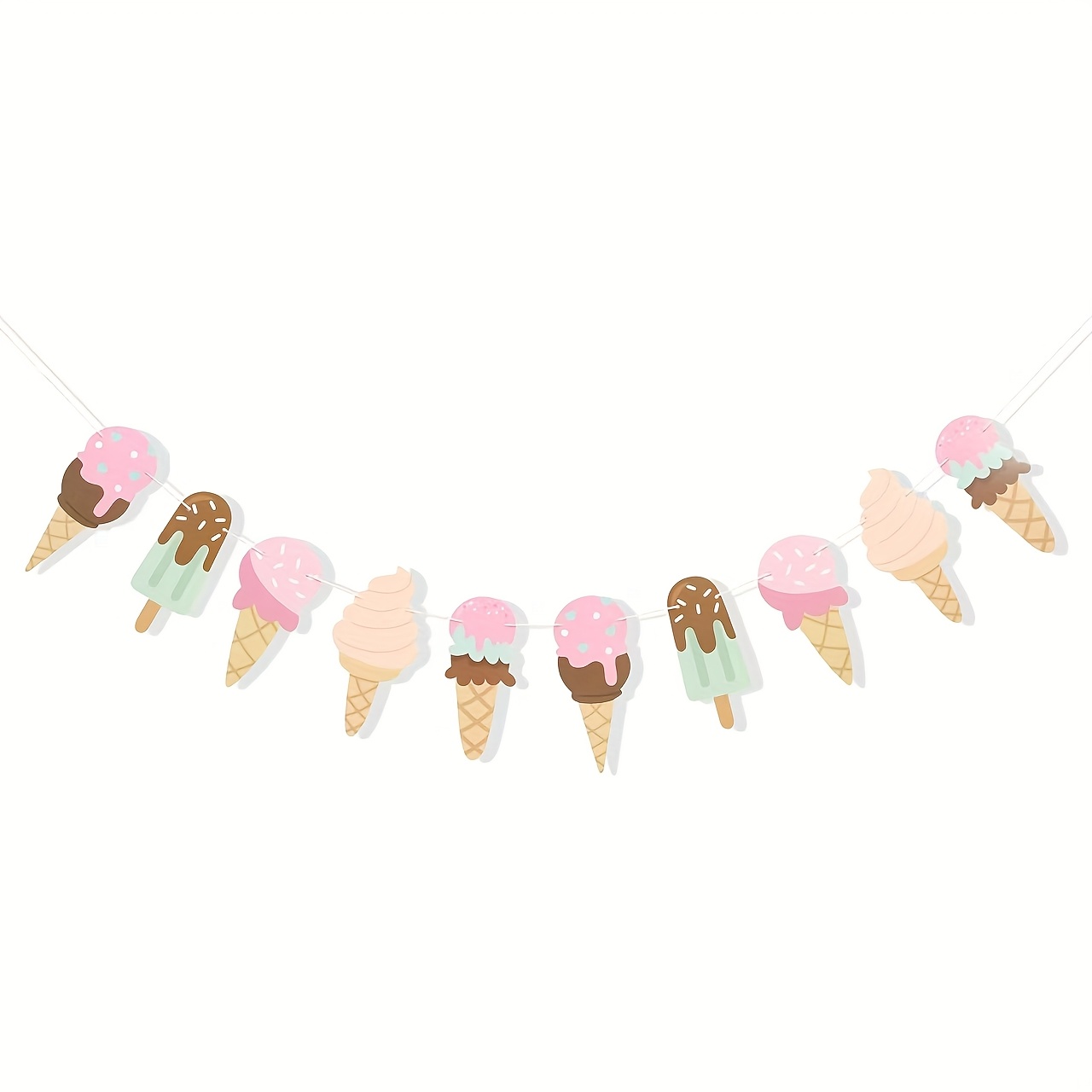Image of Ice Cream Birthday Banner - Ice Cream Birthday Decorations, Ice Cream Party Birthday Decorations, Sweets Birthday Banner