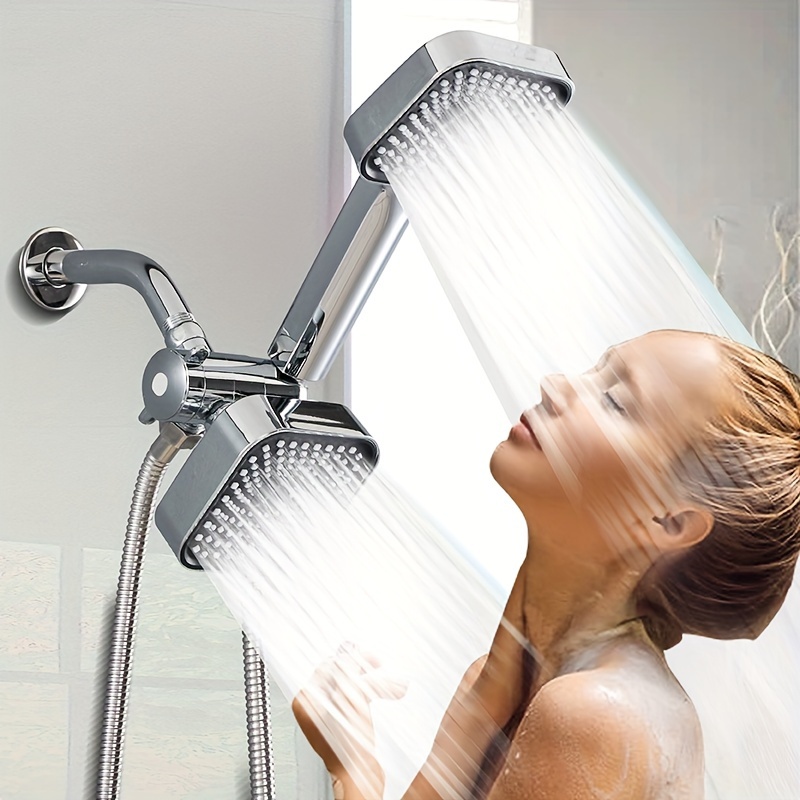 

2-in-1 Handheld & Rainfall Shower Head Set With Long Hose And - Durable Abs, Wall Mounted, Square Design For Bathroom Upgrade