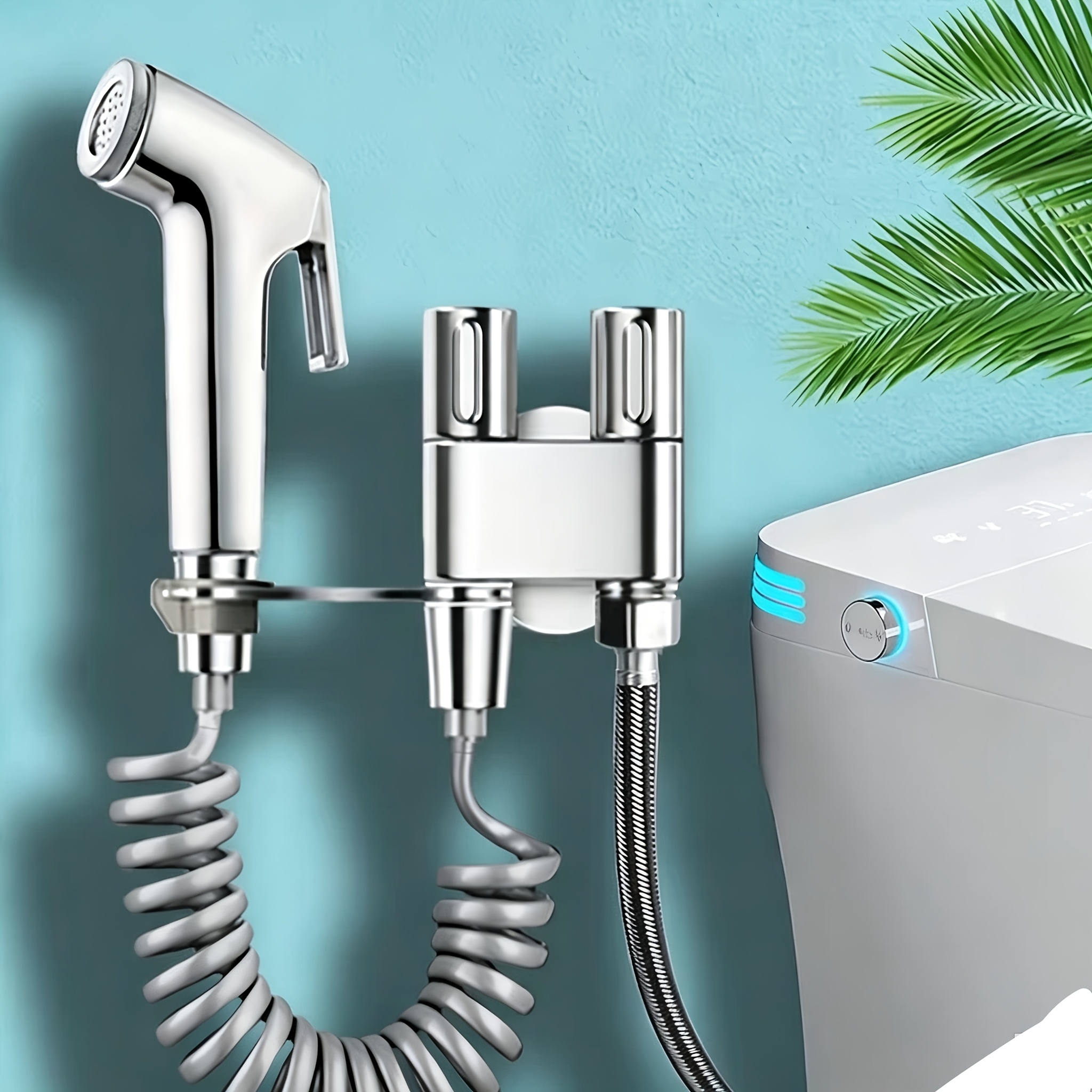 TEMU Kit de rociador de bidé presurizado de de 9 piezas, G1/2, válvula desviadora de control, multiusos para baño y cocina