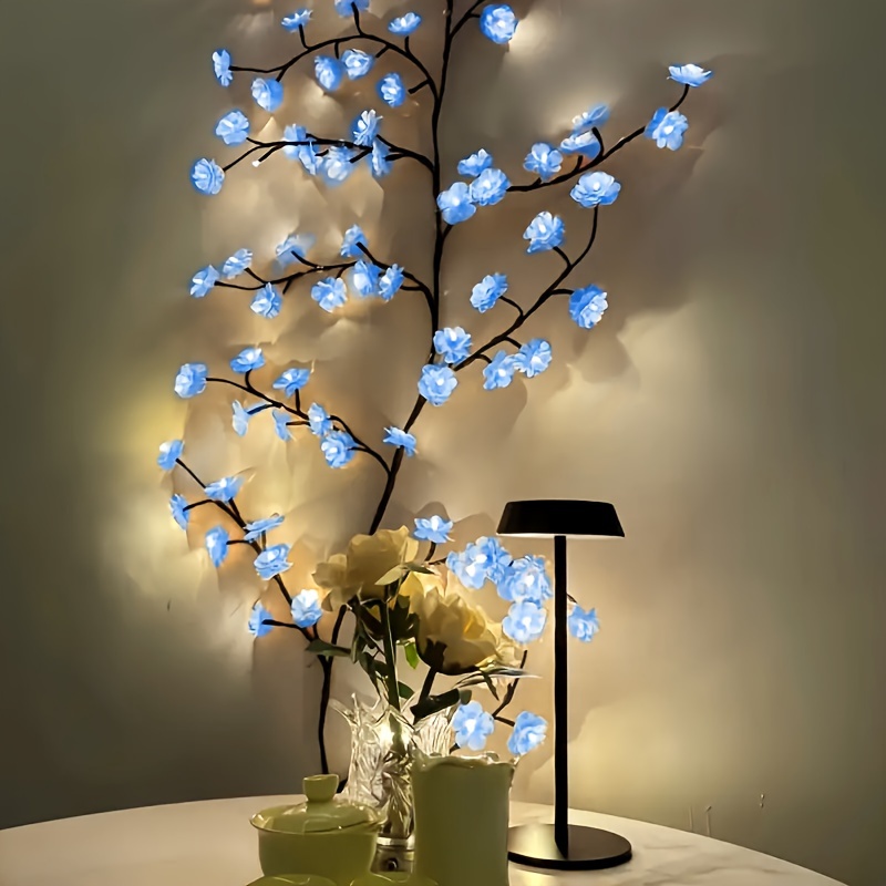 96 light usb powered cherry   led fairy lights 5 9ft faux floral garland with dimmable brightness warm   light   for indoor home decor christmas bedroom kitchen party decoration no batteries battery free Product details 3