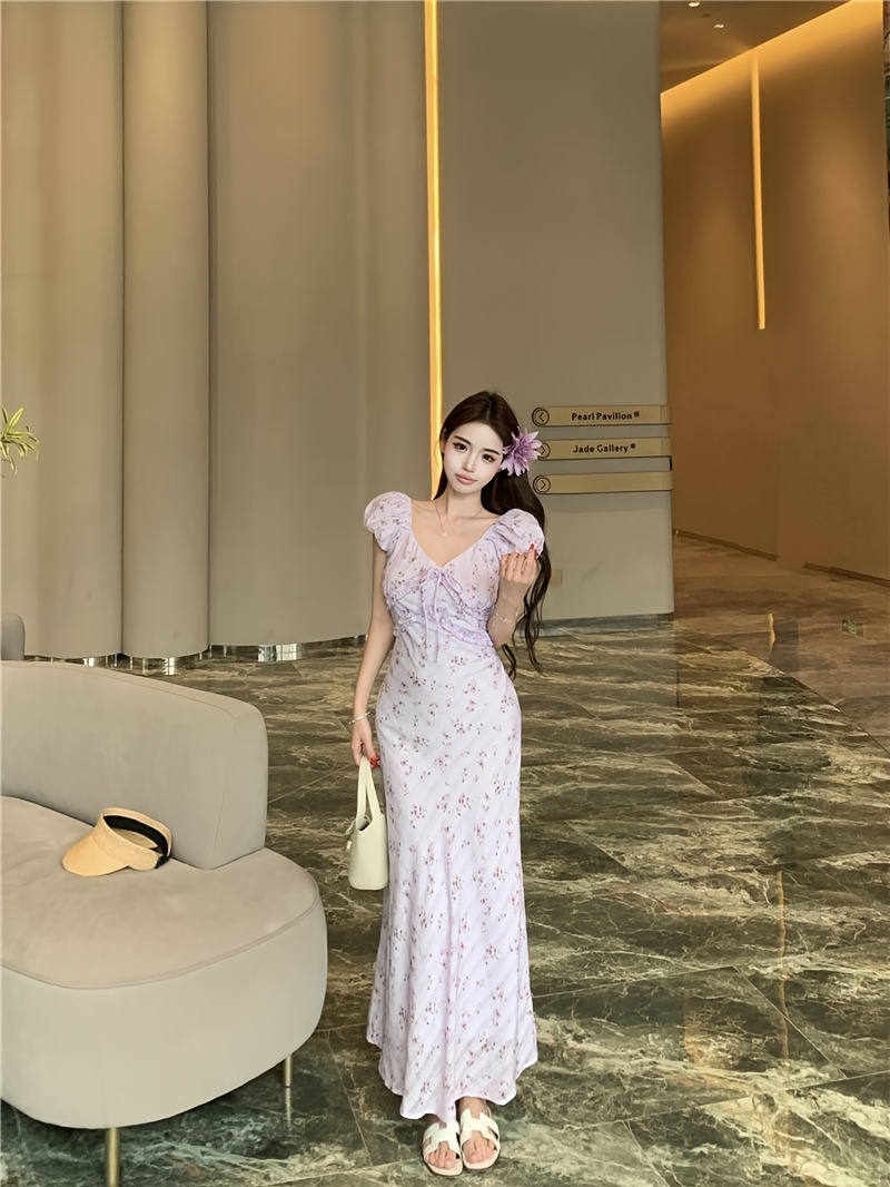 vestido largo mujer elegante flores vestido formal casual Temu