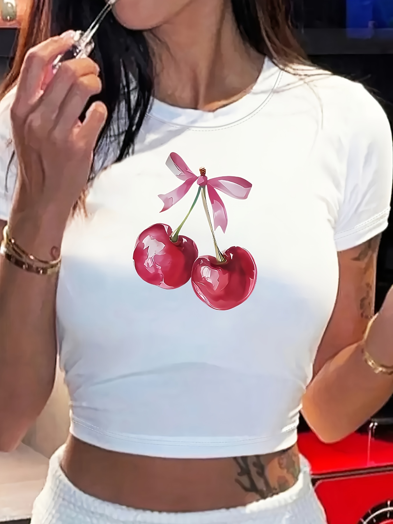 haut court imprimé nœud chic nœud rose Temu Switzerland