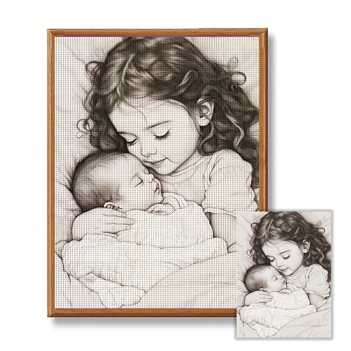 TEMU JOZYSH 1pc Kit de point de croix estampé cadre 30X40Cm/11.8X15.7 pouces 11CT/14CT, cadet, Convient aux débutants adultes, Kit de broderie de