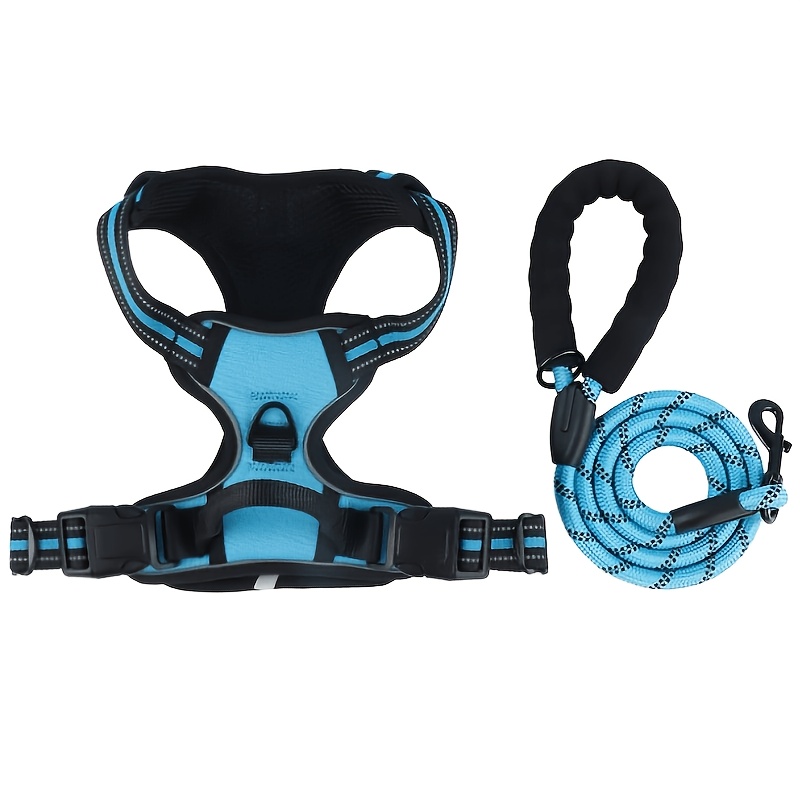 Image of No Pull Dog Harness And Leash Set, Reflective Adjustable Soft Padded Pet Vest Harness With Comfort Handle, Breathable Walking Chest Harness For Medium Large Dogs