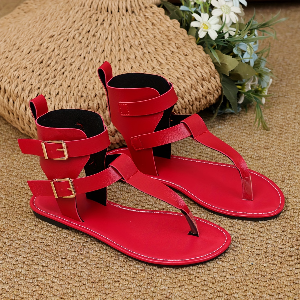 women s solid color thong sandals buckle belts lightweight details 27