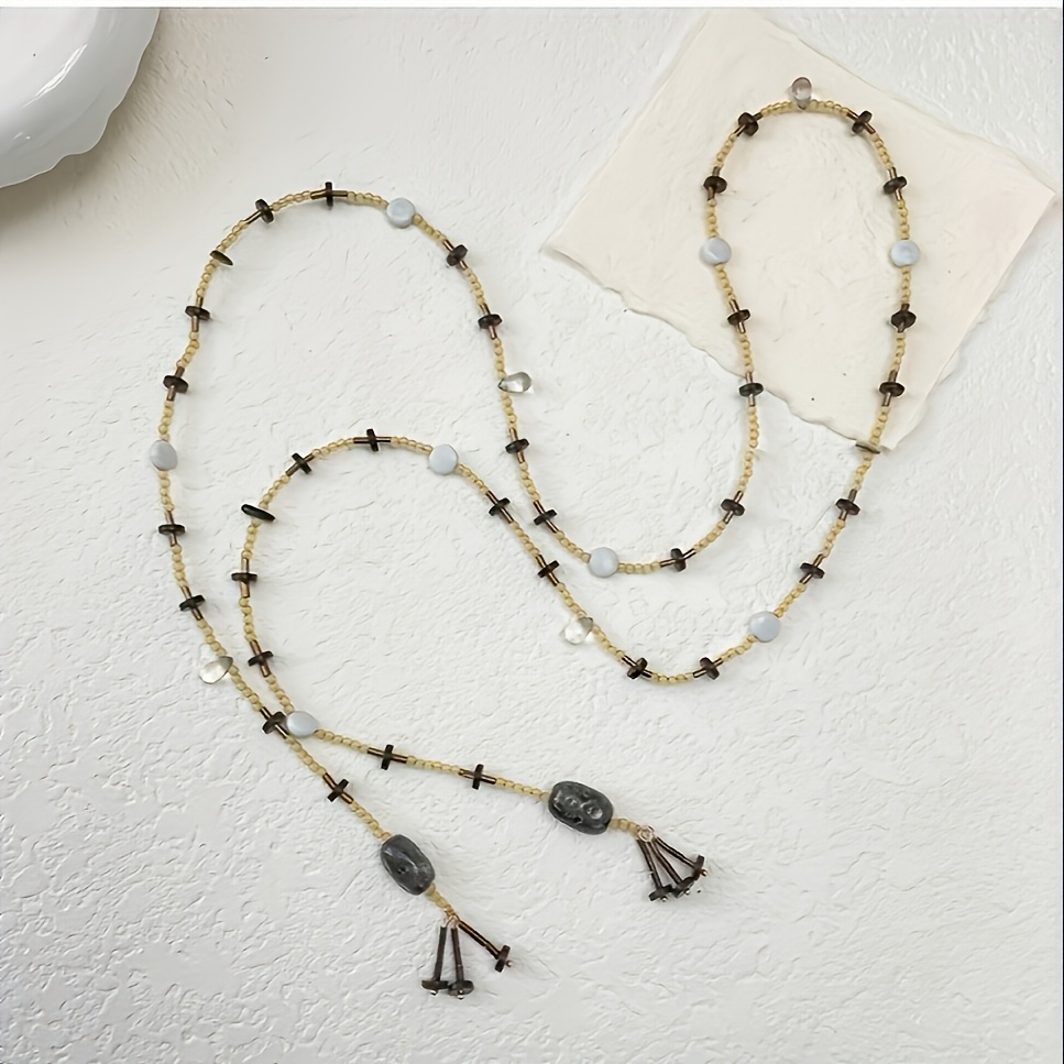 Women's Long Beaded Chinese-style Collarbone Necklace, Elegant