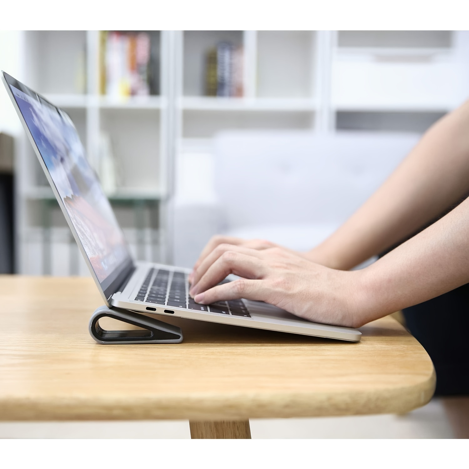2pcs laptop tablet stand anti slip silicone adjustable   wedge riser compact ventilated design for ergonomic   portable   feet for notebook keyboard 1