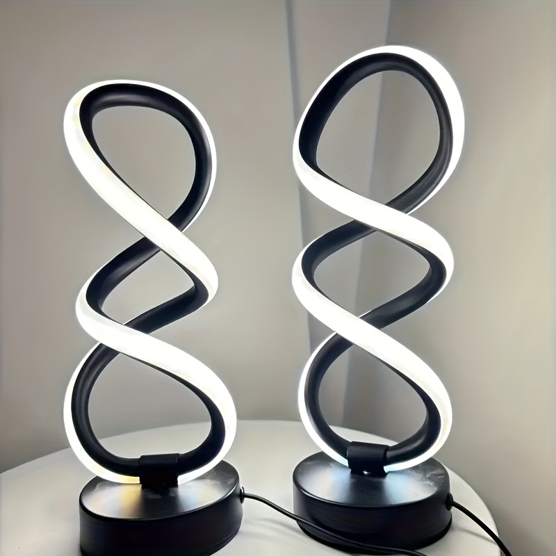 TEMU 2pcs Spiral Led Table Lamp, Dimmable Modern Push Button Control Desk Light, Supply, Indoor Use For Bedroom, Living Room, Office, Home Decor,