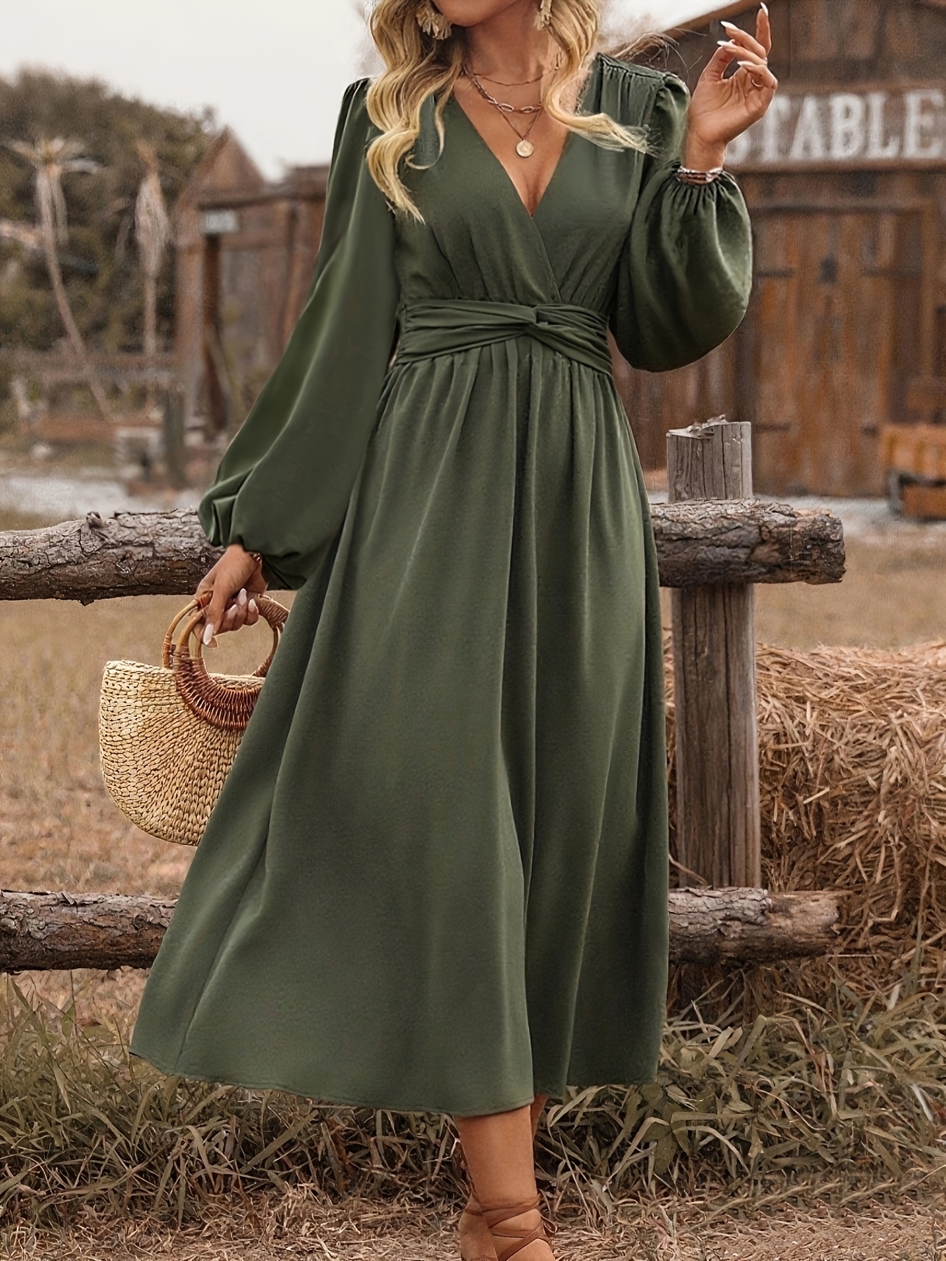 olive green dresses sold on Temu United States