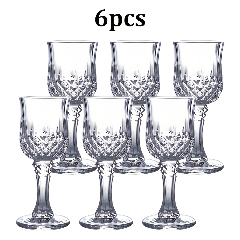 6pcs Diamond Cut Stemmed Shot Glasses Set, 50ml/1.7oz Mini Liquor Glasses With Dishwasher Safe For Tequila Whiskey Vodka Home Bar Party Ideal Housewarming Gift