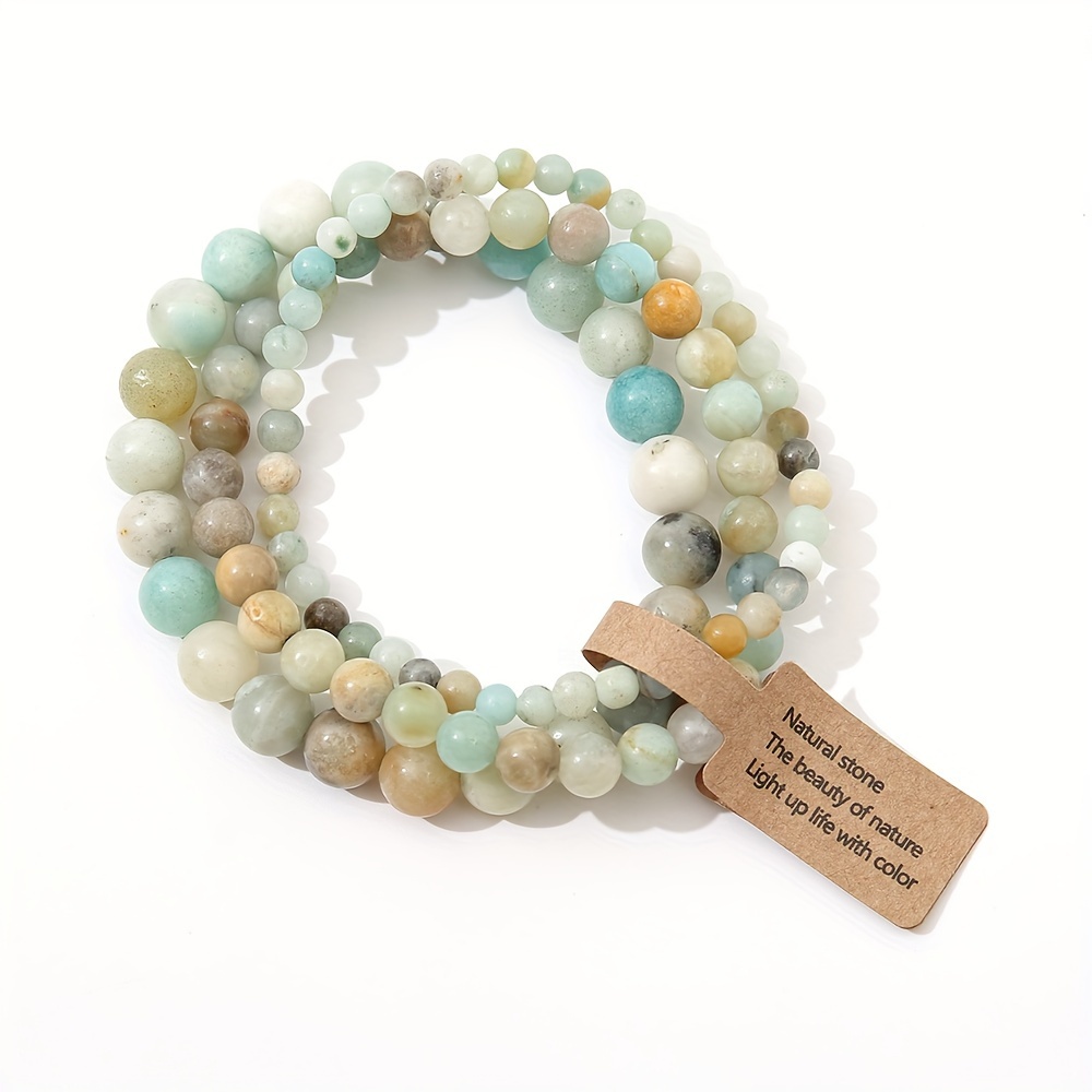 Stone Bead Bracelet Set, 4mm 6mm 8mm, Couple Hand Chain