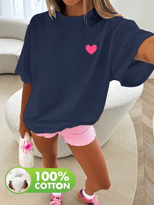 einfaches exquisites damen-t-shirt, klassischer rundhalsausschnitt, kurze ärmel, weich, bequem , vielseitiges basic-top mit regulärer passform, lässig