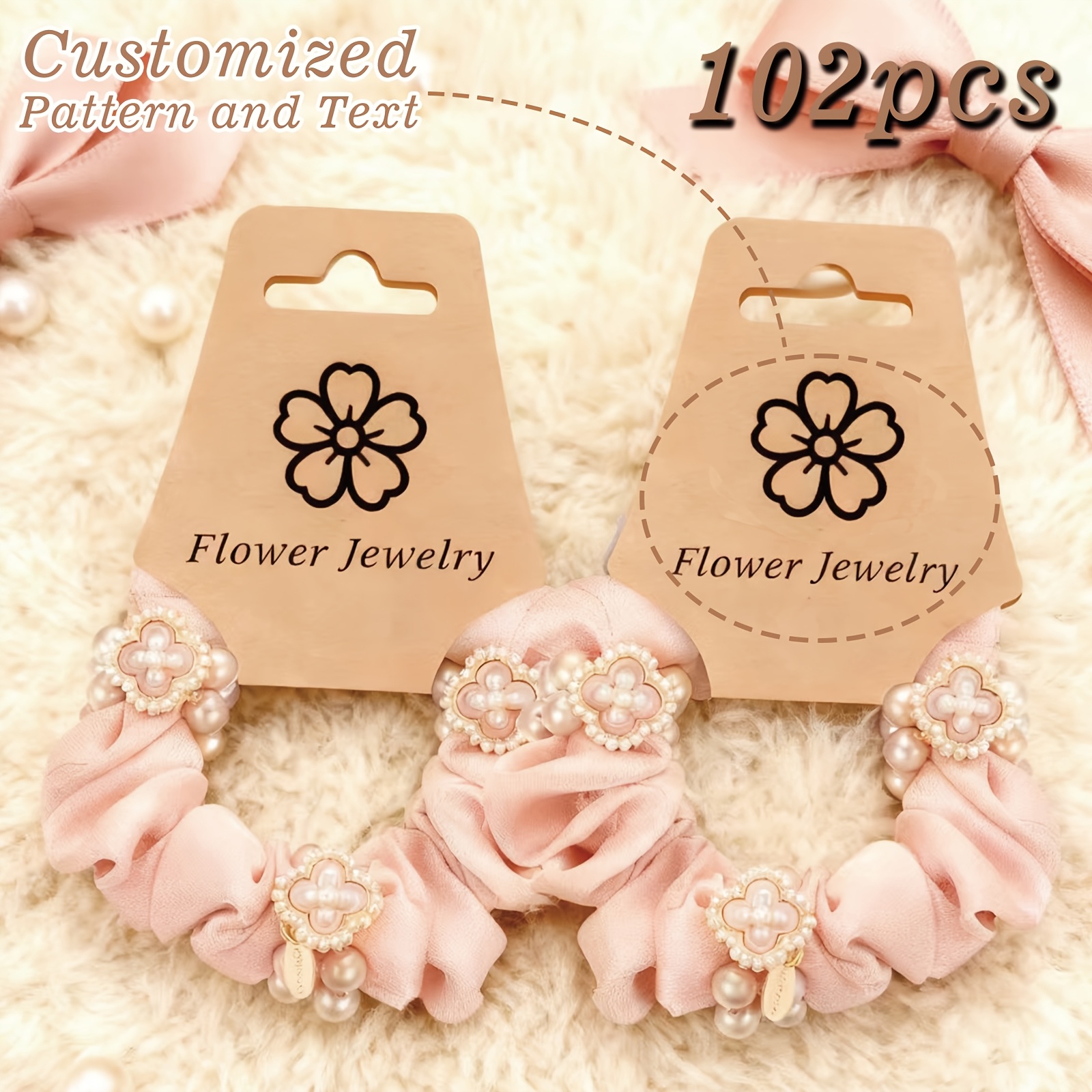 TEMU Customizable Jewelry Display Cards 54pcs/102pcs Foldable Necklace Hanging Cards 2 Colors Khaki Sturdy Material Customizable With Logo And Text