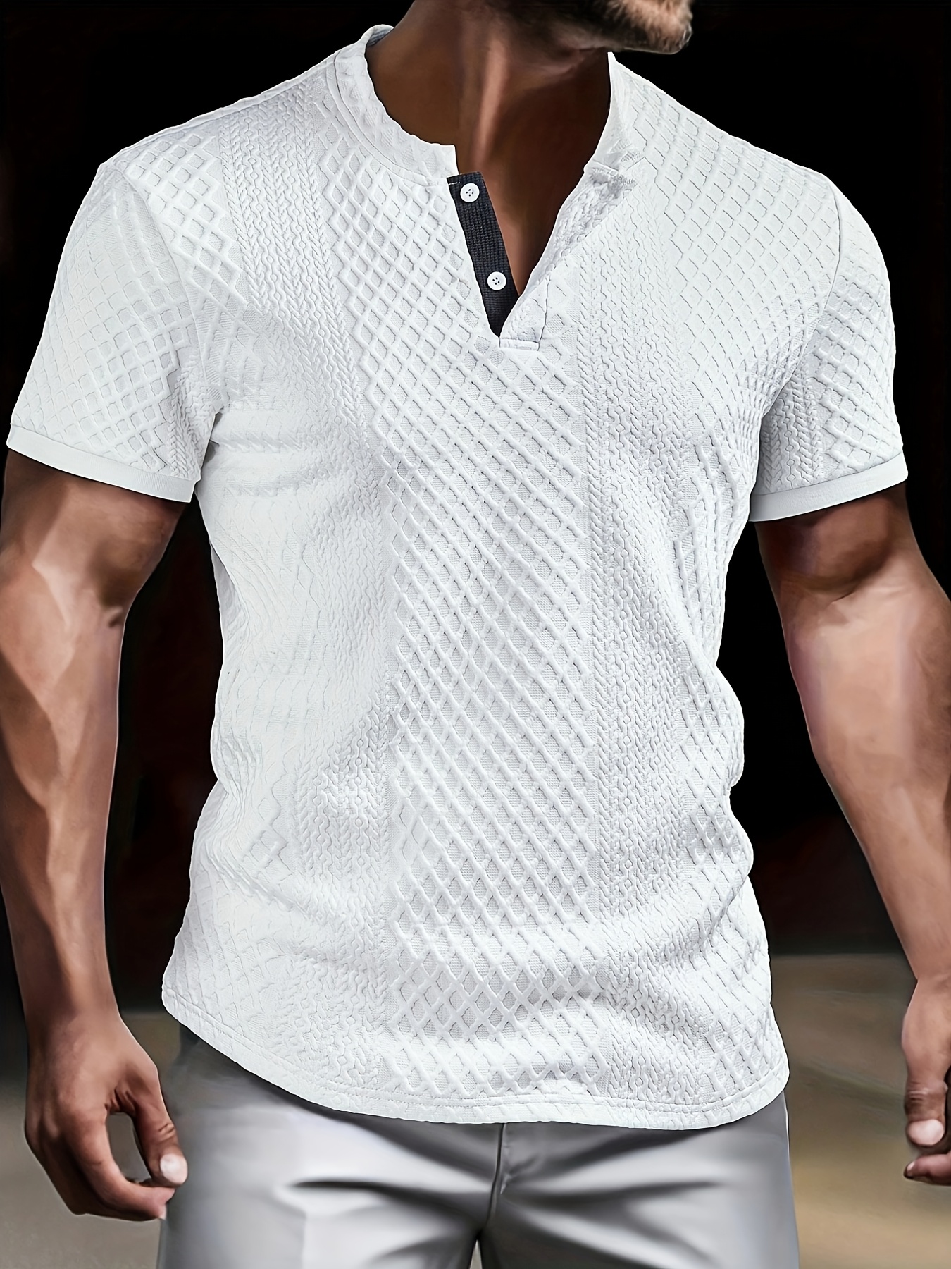 camiseta henley hombre bloques color Temu El Salvador