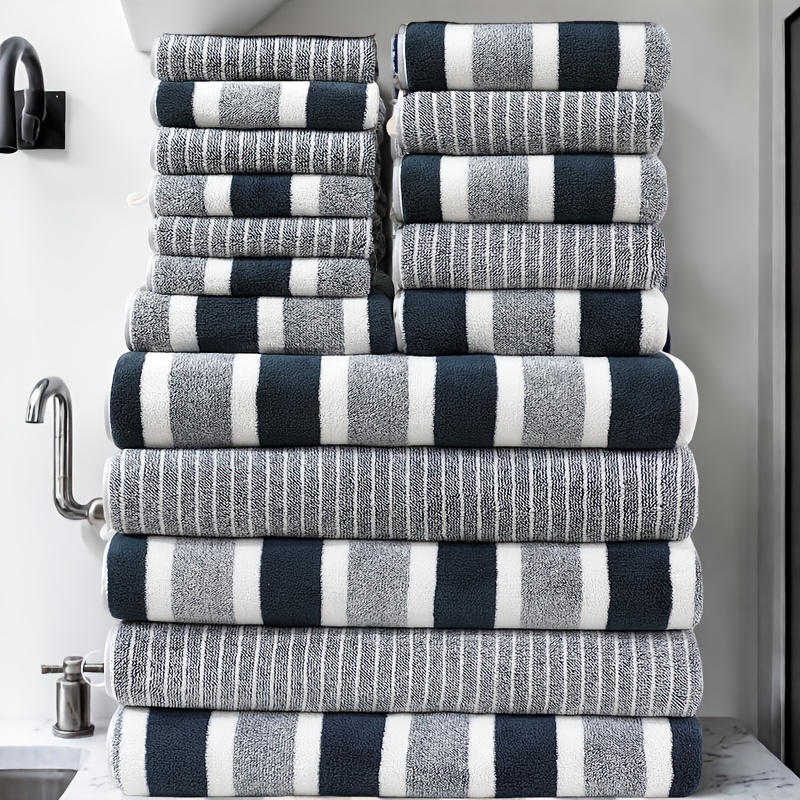 E-shop 17-teiliges Ultraweiches Korallen-Badehandtuch-Set, inklusive 5 Badetücher (70 x 140 cm), 6 Handtücher (42 x 70 cm) 6 (34 x ). Schnelltrocknend,