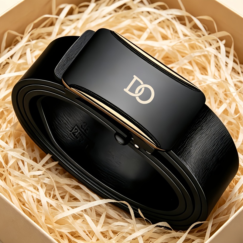 DO Pattern Men's Belt with Alloy Automatic Buckle