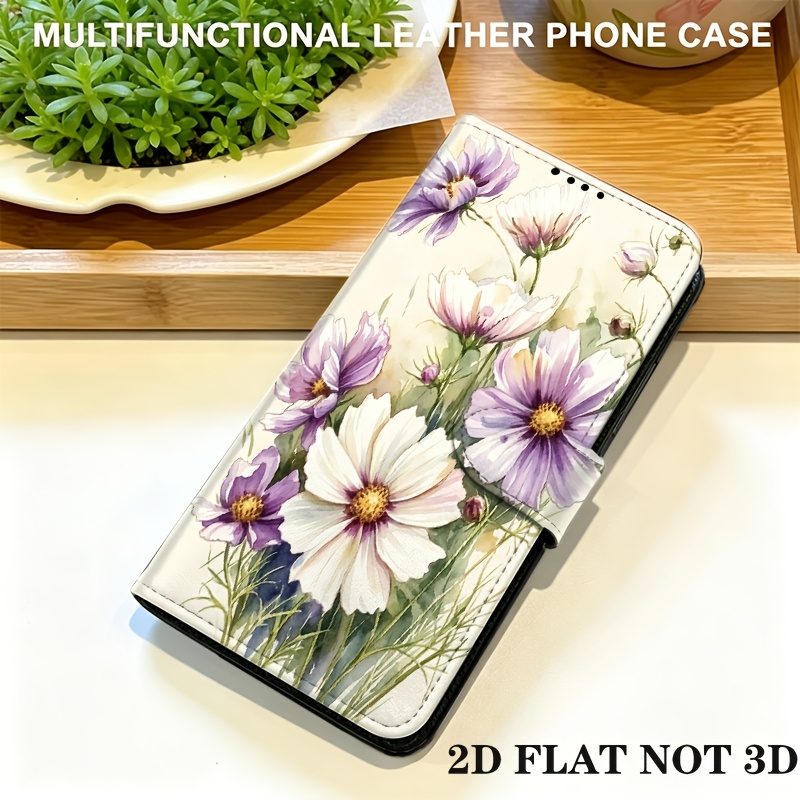 TEMU Phone Case: 2d Flat Watercolor Phone Case - Synthetic Leather Wallet Case Suitable For Iphone 6, 7, 8, 9, 11, 13, 14, Se2, Se3, Se (2020), Se