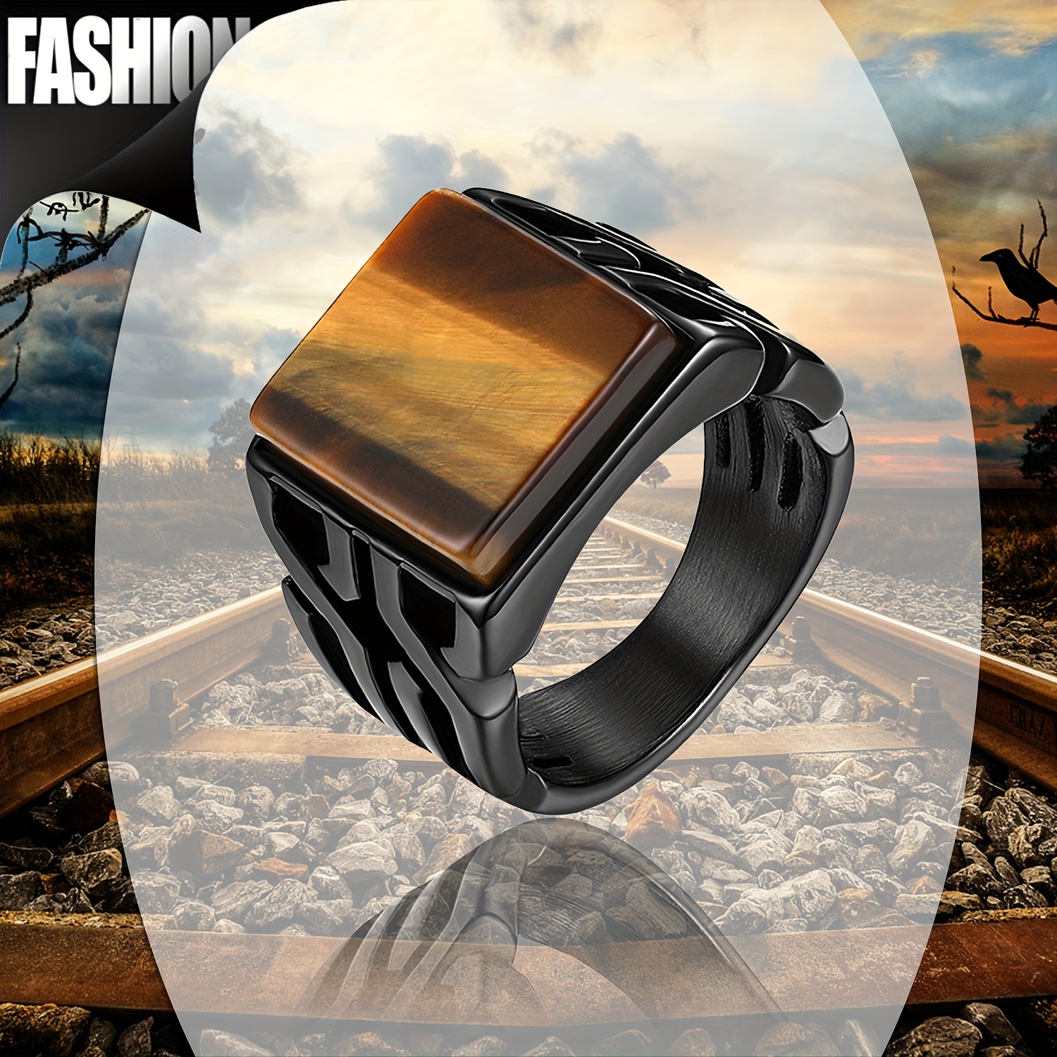 

Retro Men' Smooth Tiger Wedding Ring Birthday Ring Band Size 7-14 Ring Jewelry For Men