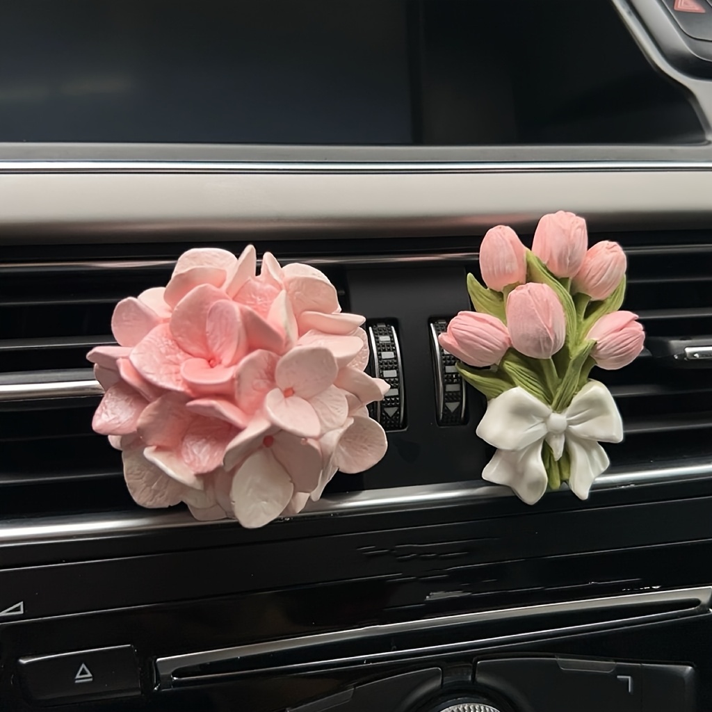 

Hydrangea & Car Clip, Plaster Material, Stylish Auto Interior Ornament, Vehicle Decoration Pendant