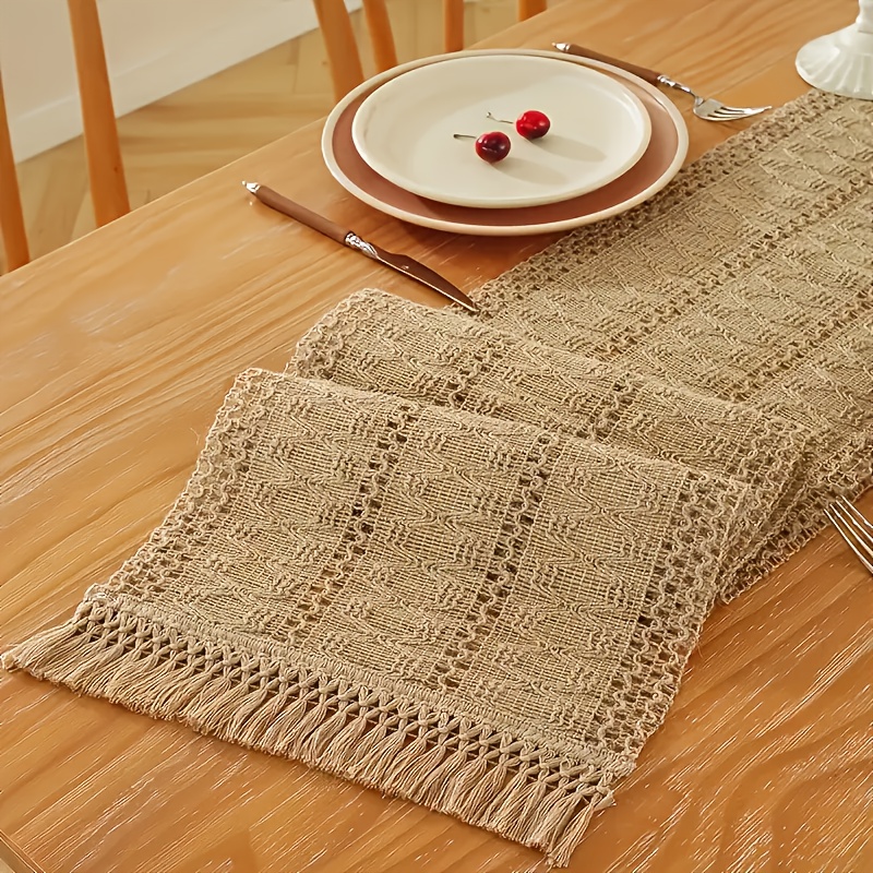 

Chic Burlap Table Runner With Tassels - Rustic Farmhouse Decor For Winter, Thanksgiving, Christmas, Easter & Bridal Parties - Polyester, 12x72.8 Inches, Best For Christmas, Thanksgiving