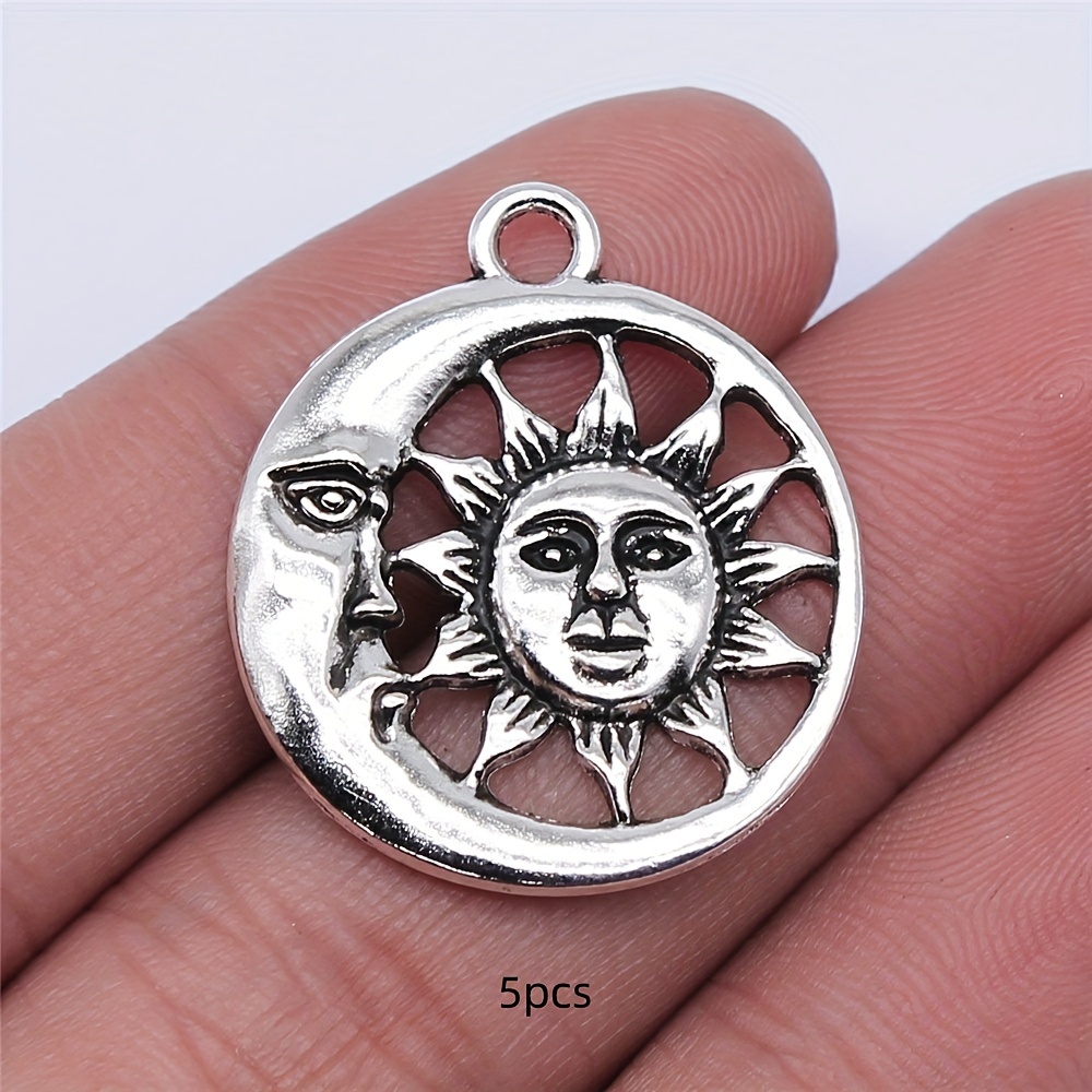 5pcs 24x24mm Vintage Sun Pendant Diy Necklace Bracelet Earrings Bag Decoration Pendant For Jewelry Making