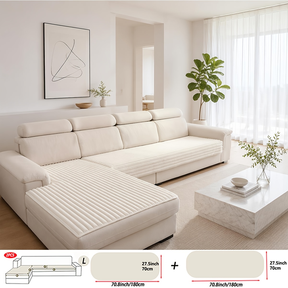 TEMU [cozy ] 2pcs Plush Sofa Cushions, Autumn Winter Plush Sofa Covers, Fun Plush Sofa Protectors, Non-slip Sofa Covers, Use, For Bedroom Living Room