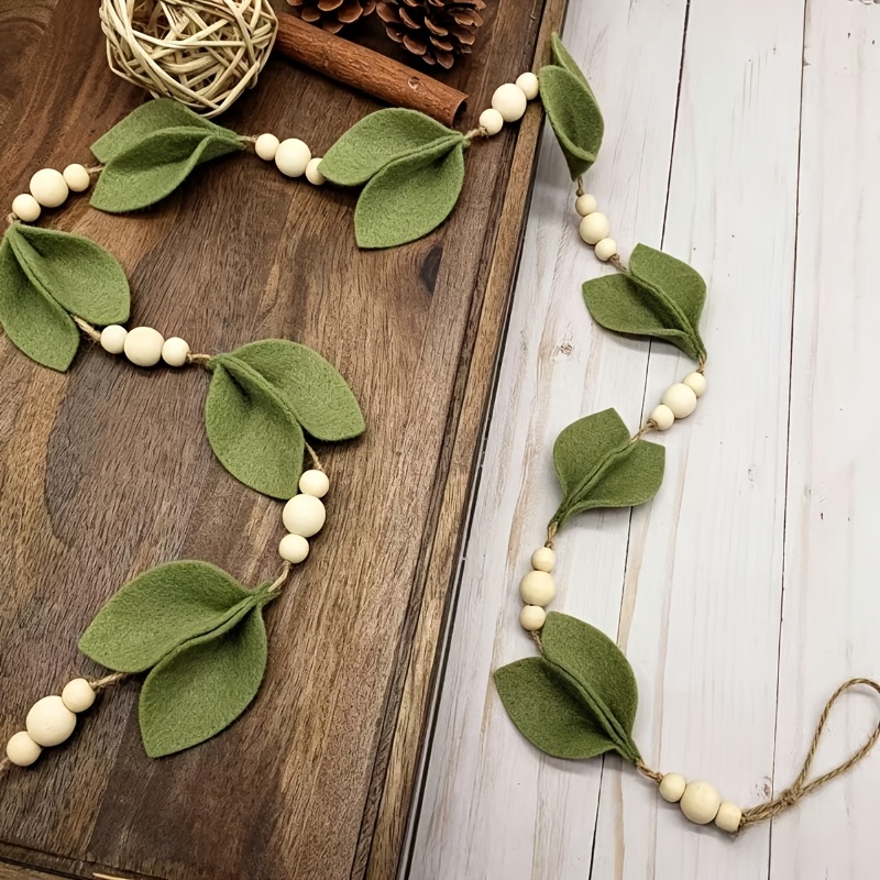 TEMU di 59 foglie in e perline di legno, striscione natalizio in stile per , decorazione con foglie per le feste, e decorazione boho per Halloween